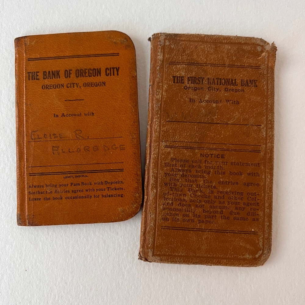 Vintage ephemera leather bank books 1920 & 1930's